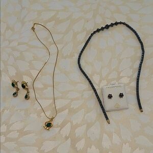 Gold/green and Dark Gray Costume Necklace/Earring Sets